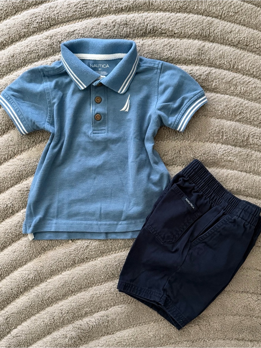 Nautica Light Blue Boys' Polo with White Trim